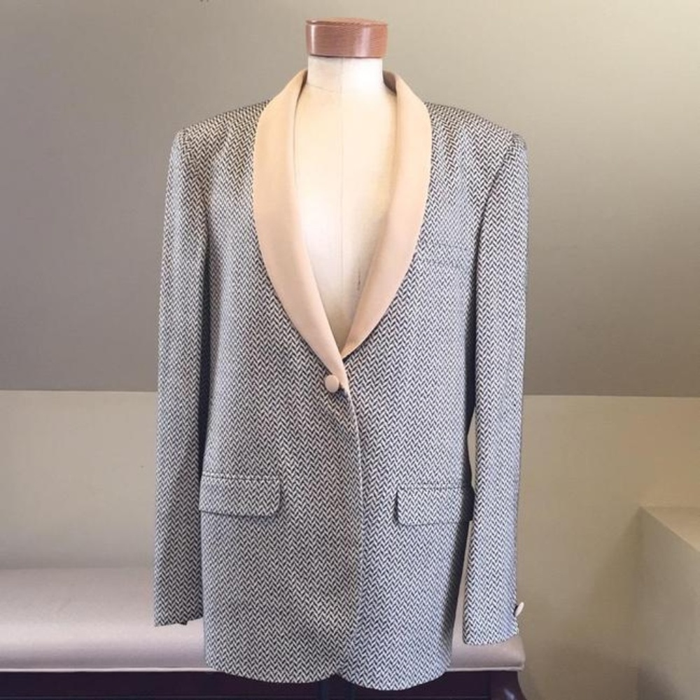 Giorgio Armani Womens Black Cream Multi Silk Blaze